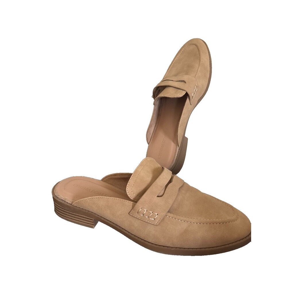 Cynthia Rowley Prescott Tan Mule Loafers Womens 10 M Slip On Preppy Shoes